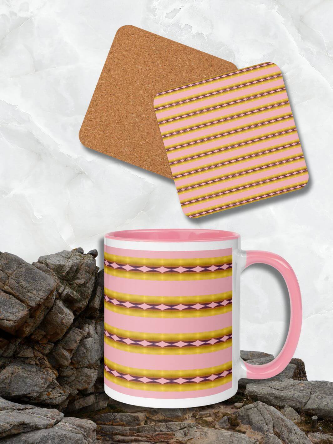 Sweeten Your Mornings: Candy Stripes Mug & Coaster Set at Design Dose