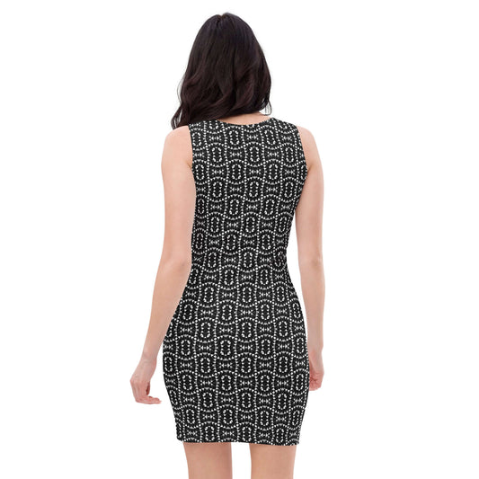 Monochrome Essence-Mosaic Bodycon Dress - Perfect Fit at Design Dose