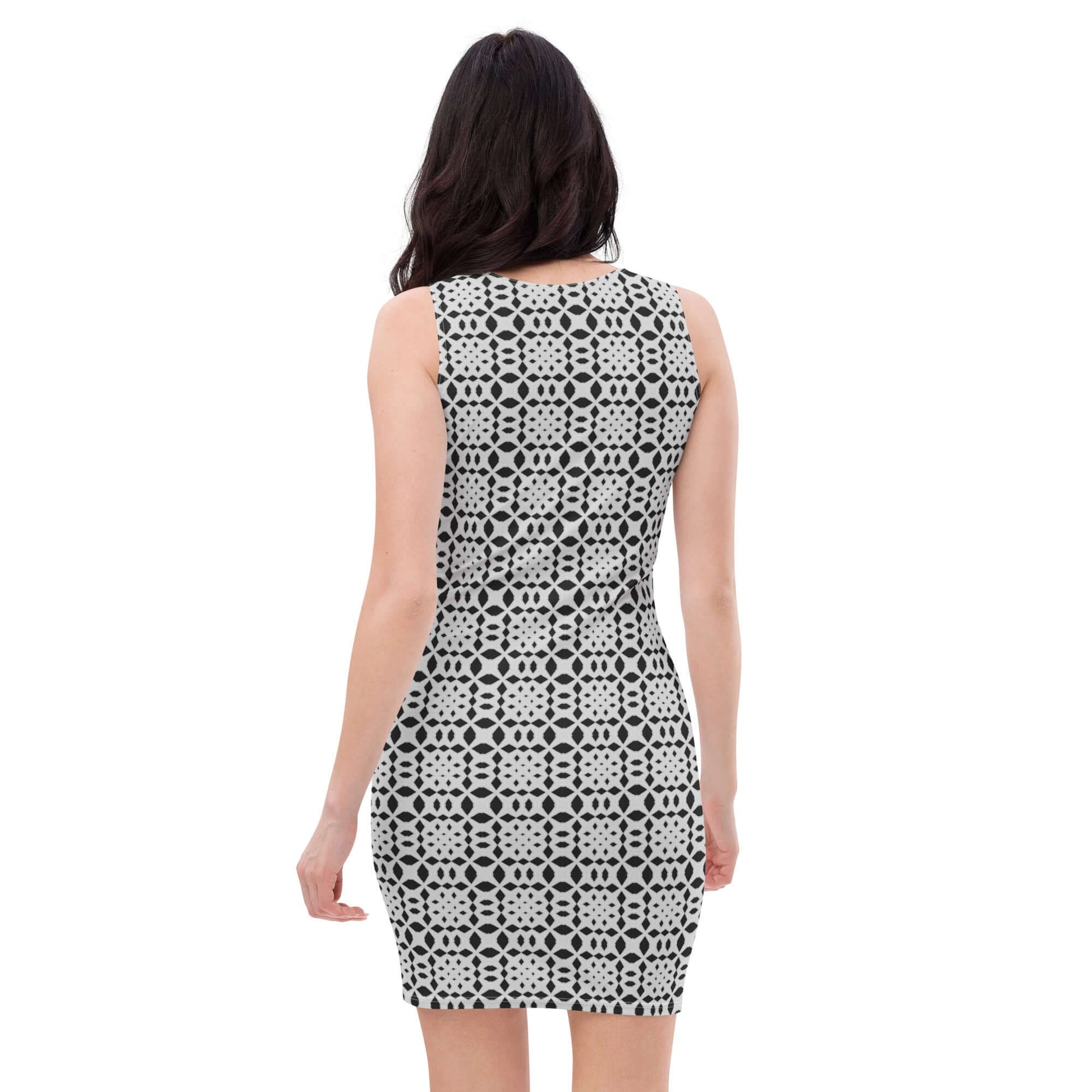 Monochrome Essence-Threads Bodycon Dress at Design Dose