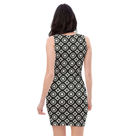 Monochrome Essence-Webs Bodycon Dress - Perfect Fit at Design Dose