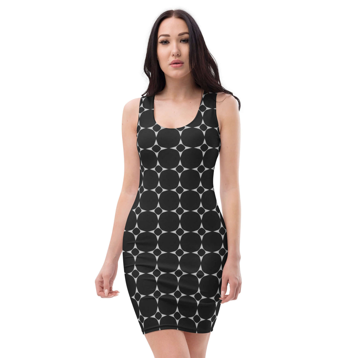 Monochrome Essence-Bold Bodycon Dress - Perfect Fit at Design Dose