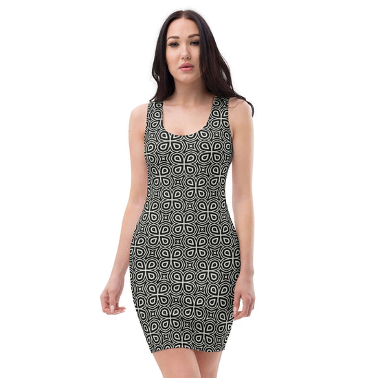 Monochrome Essence-Crystals Bodycon Dress | Perfect Fit at Design Dose