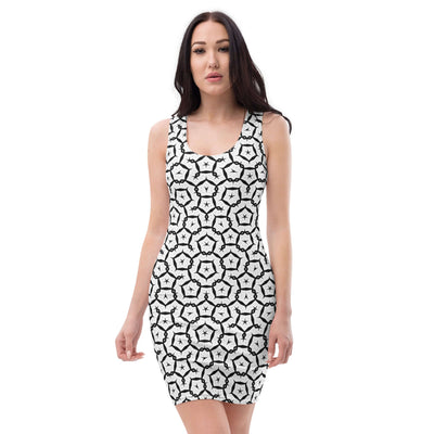 Monochrome Essence-Shards Bodycon Dress – Perfect Fit! at Design Dose