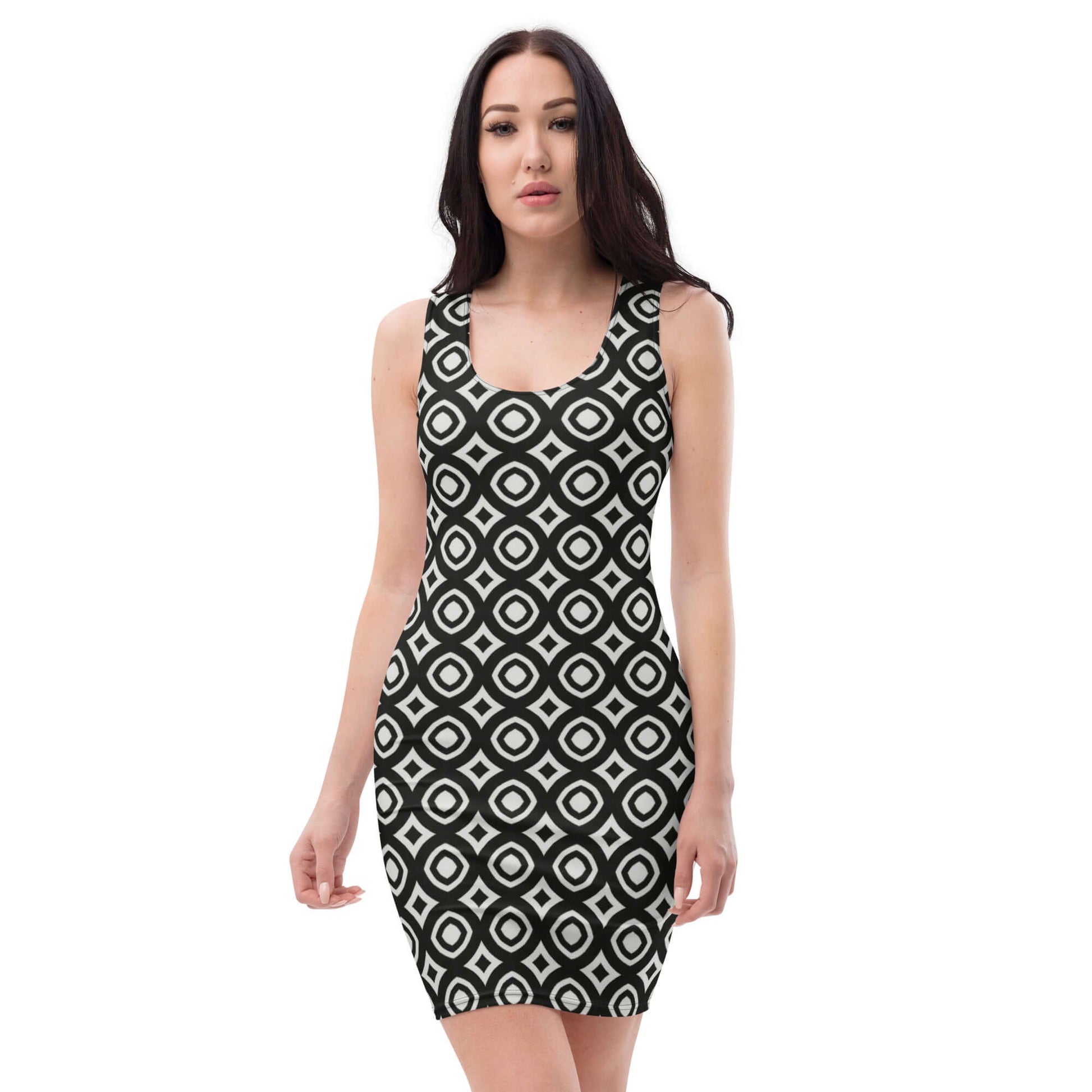 Monochrome Essence-Webs Bodycon Dress - Perfect Fit at Design Dose