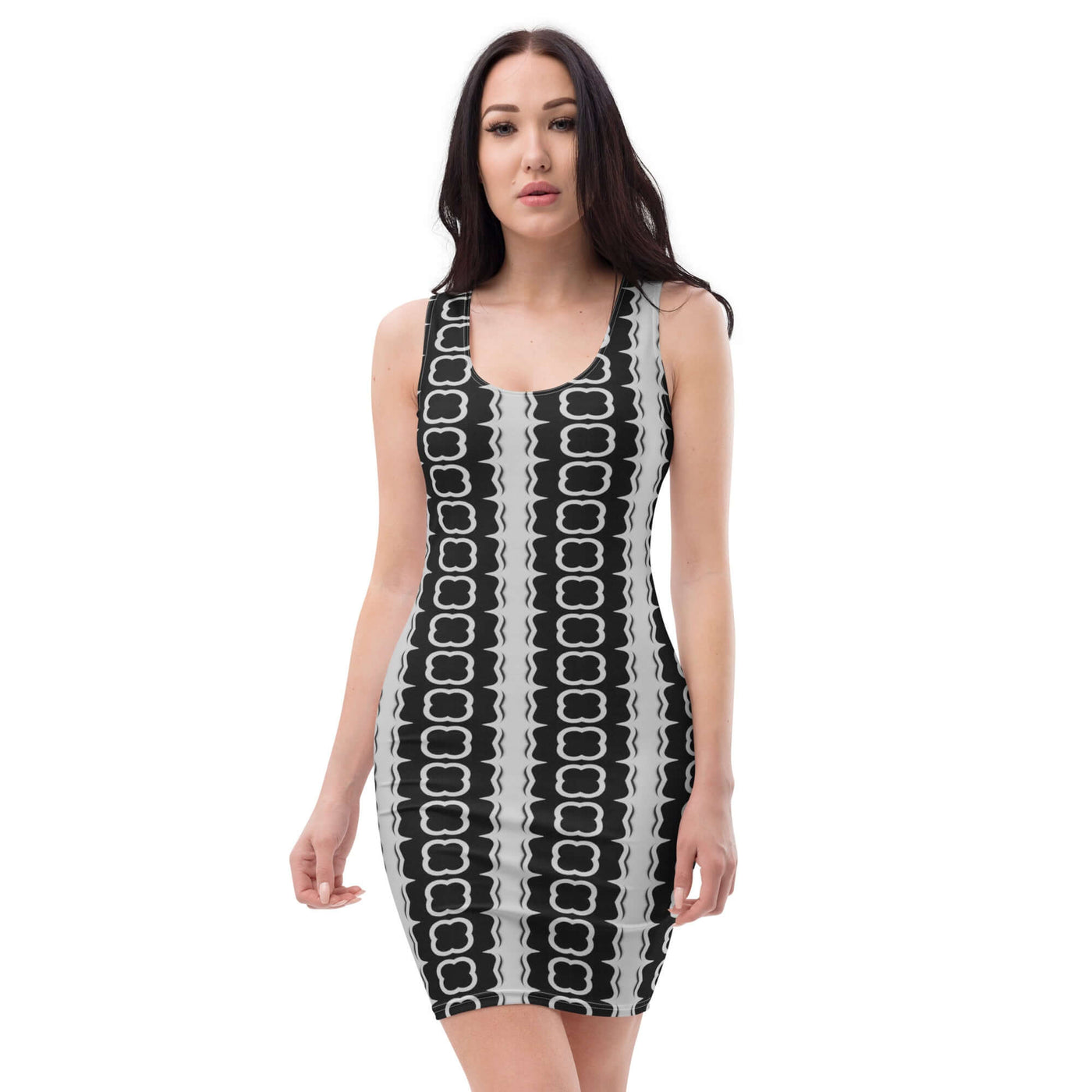 Monochrome Essence-Electric Bodycon Dress - Perfect Fit at Design Dose