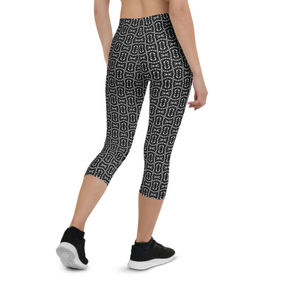 Monochrome Essence-Mosaic Capri Leggings | Chic & Comfy at Design Dose