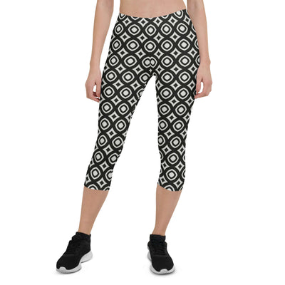 Monochrome Essence-Webs Capri Leggings - Shop Now at Design Dose