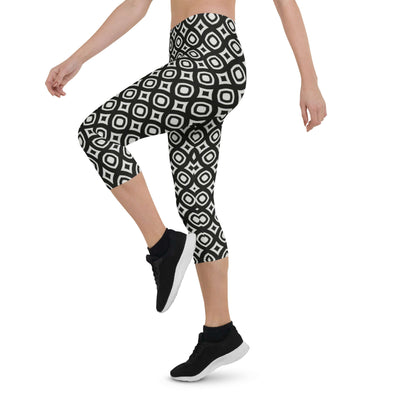 Monochrome Essence-Webs Capri Leggings - Shop Now at Design Dose