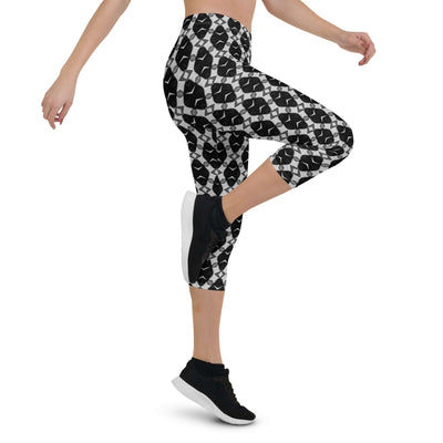 Stylish Monochrome Capri Leggings | Shop Now at Design Dose