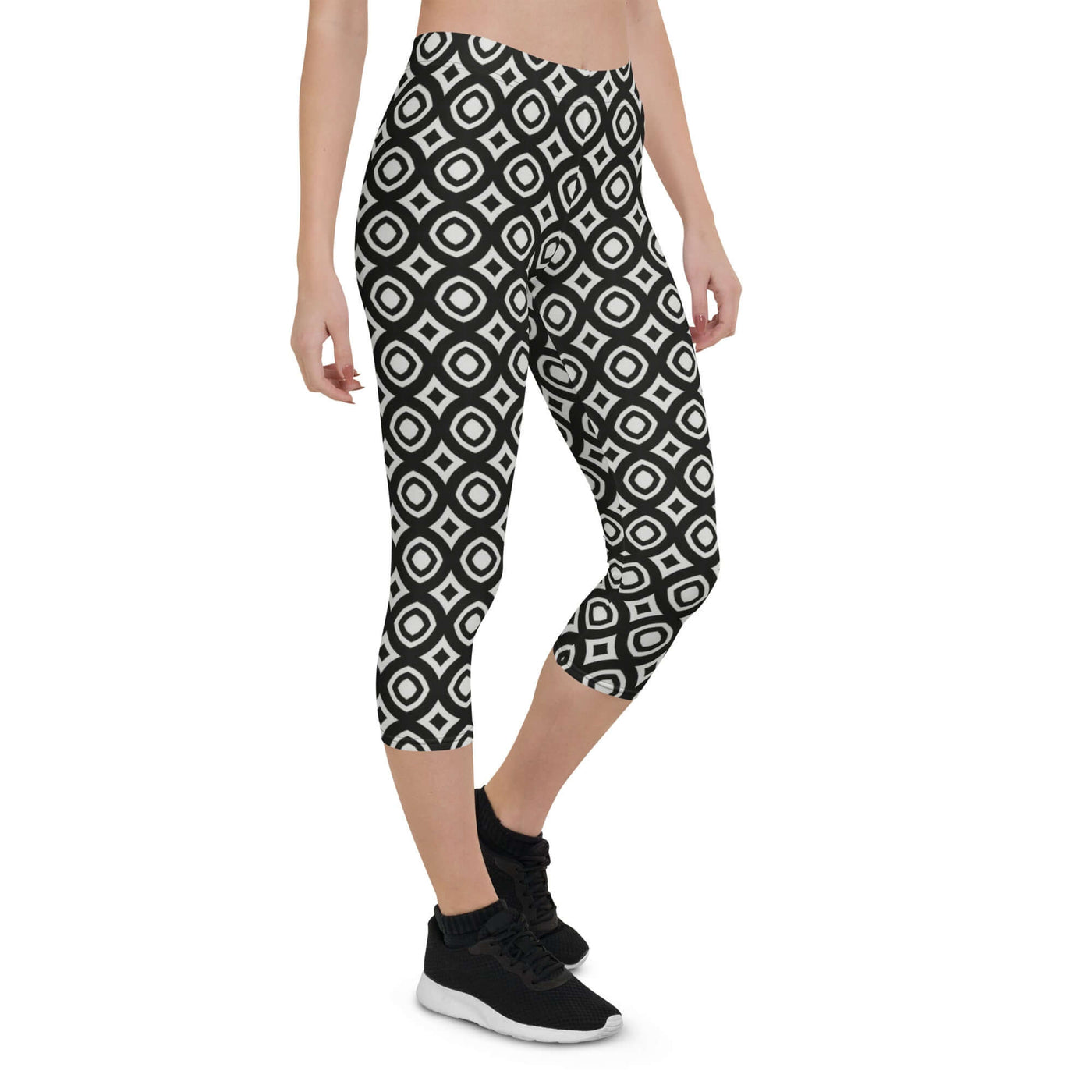 Monochrome Essence-Webs Capri Leggings - Shop Now at Design Dose