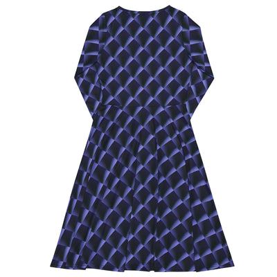 Indigo Dance All-over print long sleeve midi dress