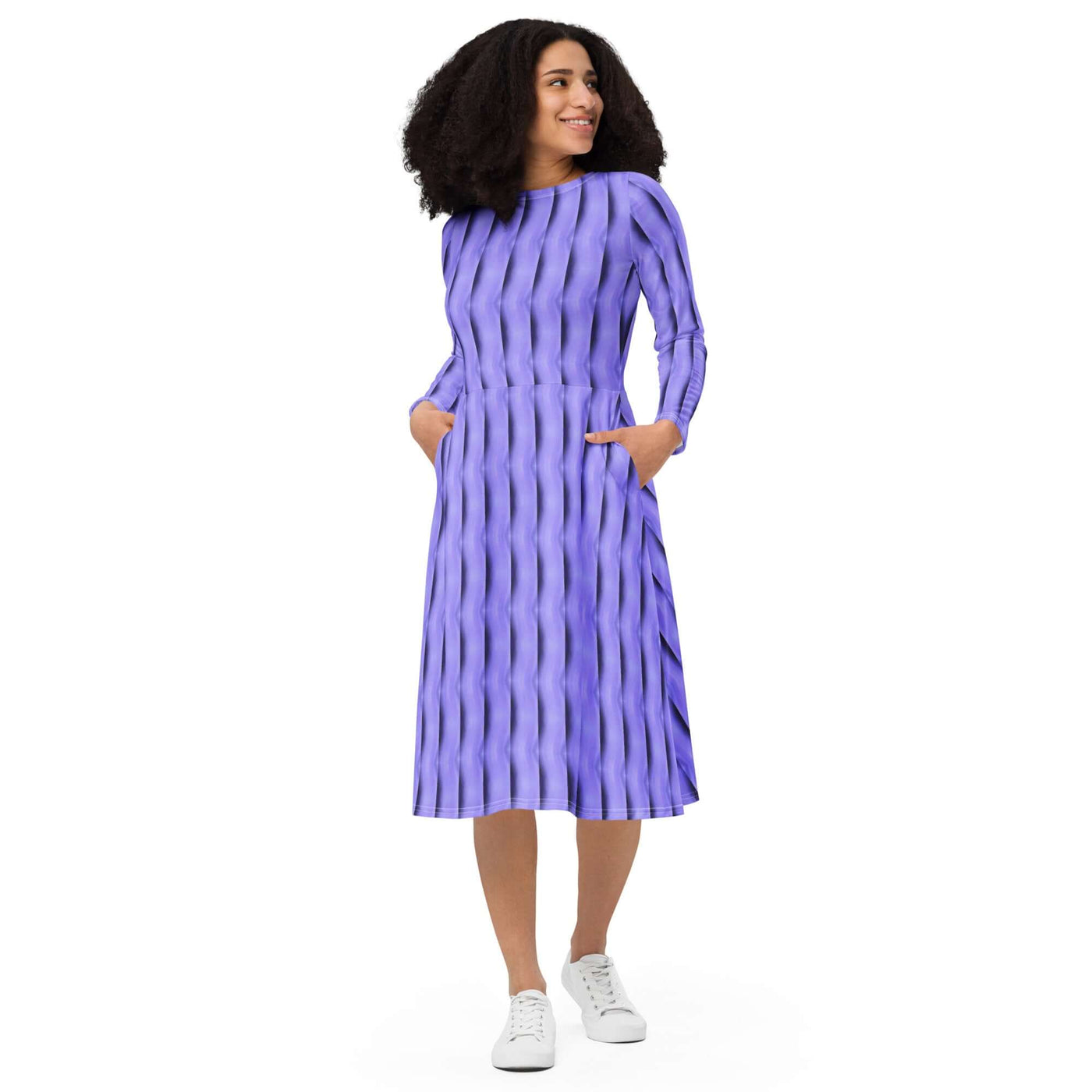 Purple Haze Midi Dress with Pockets at Design Dose