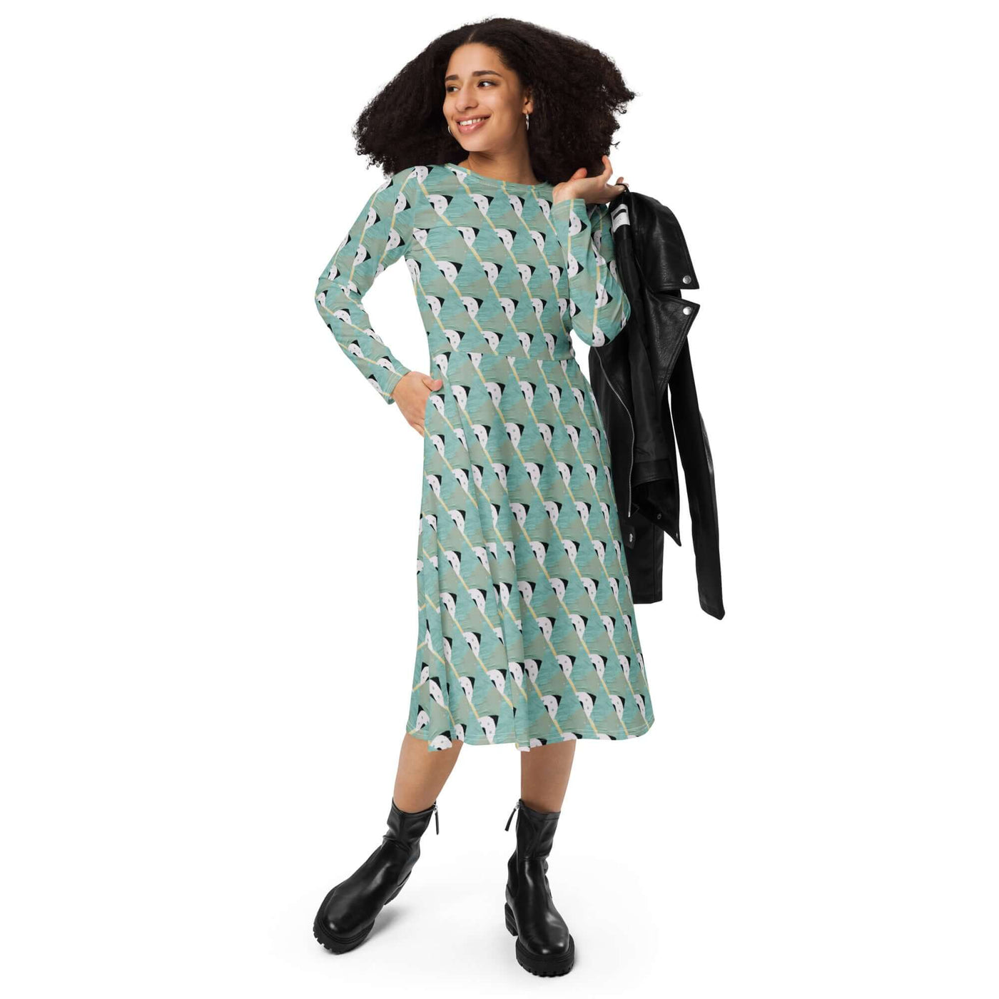 Twirl & Swirl: Stylish Midi Dress with Pockets at Design Dose