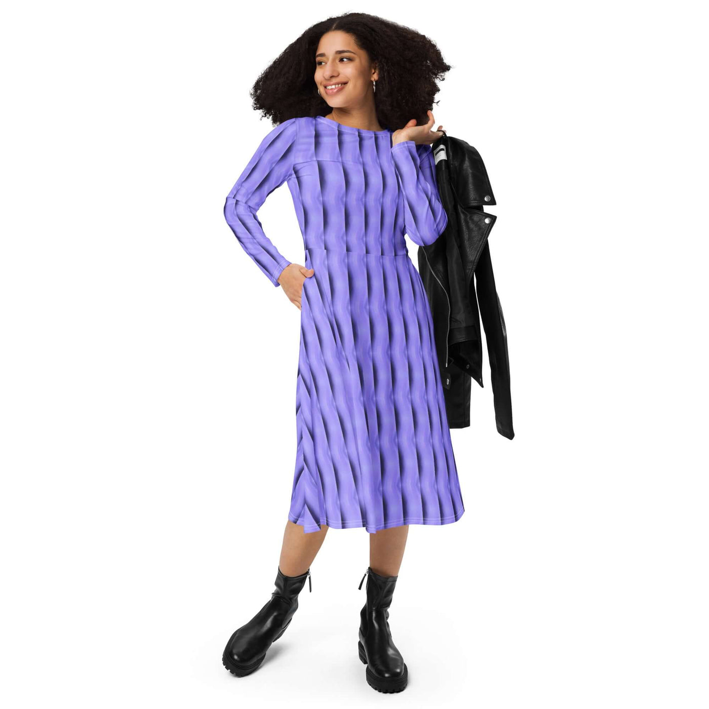 Purple Haze Midi Dress with Pockets at Design Dose