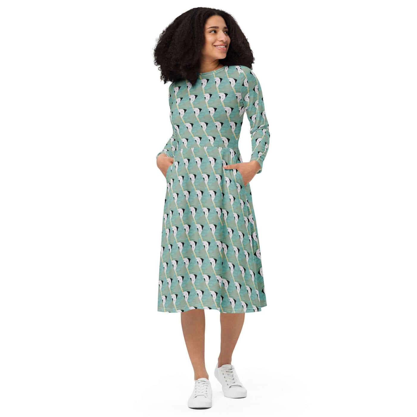 Twirl & Swirl: Stylish Midi Dress with Pockets at Design Dose