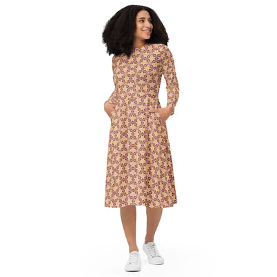 Roundabout All-over print long sleeve midi dress