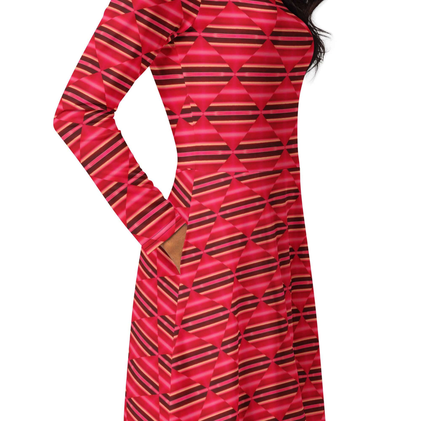 Ruby Cascade Long Sleeve Midi Dress - Stylish & Flattering at Design Dose