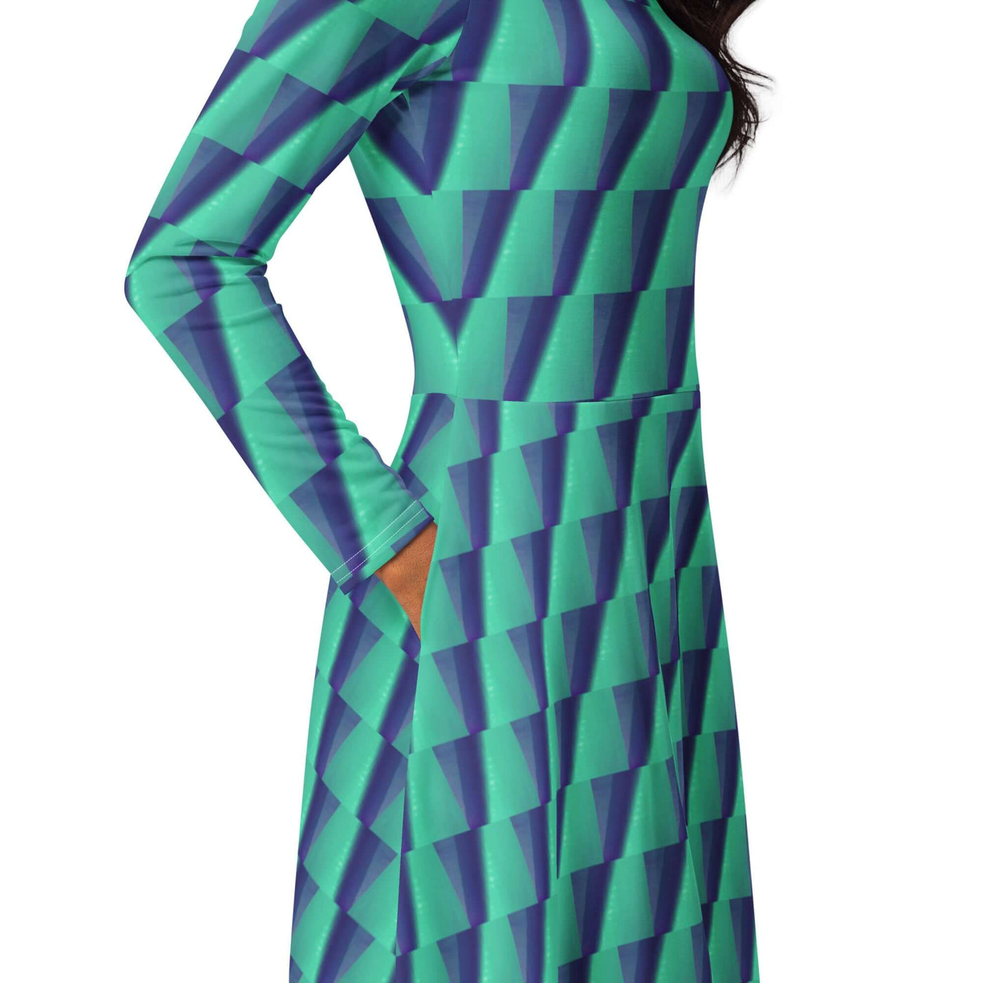 Stylish Midi Dress with Unique Print & Pockets at Design Dose