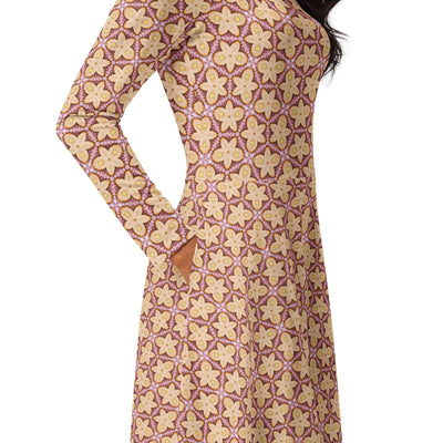 Stylish Print Midi Dress with Pockets at Design Dose