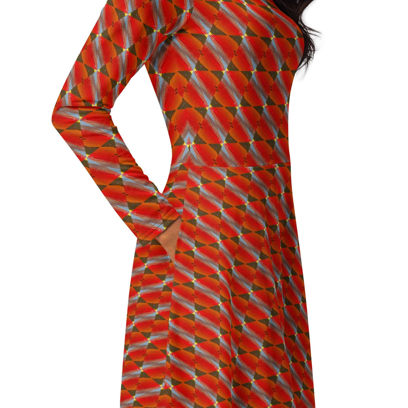 Red Rush Stylish Midi Dress with Pockets at Design Dose