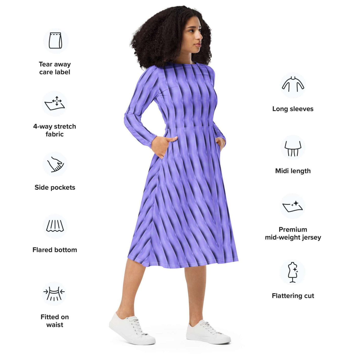 Purple Haze Midi Dress with Pockets at Design Dose