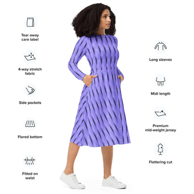 Purple Haze Midi Dress with Pockets at Design Dose