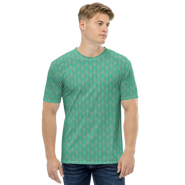 Stylish Green Waves Men's T-Shirt - Comfy & Trendy at Design Dose