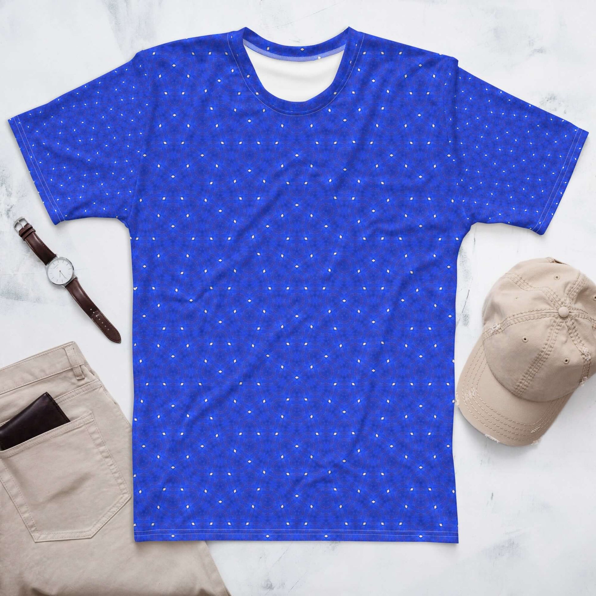 Cosmic Blue Men's T-Shirt - Stretchy & Comfy at Design Dose