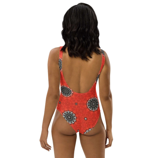 Crimson Cosmos One-Piece Swimsuit – Trendy & Comfy at Design Dose