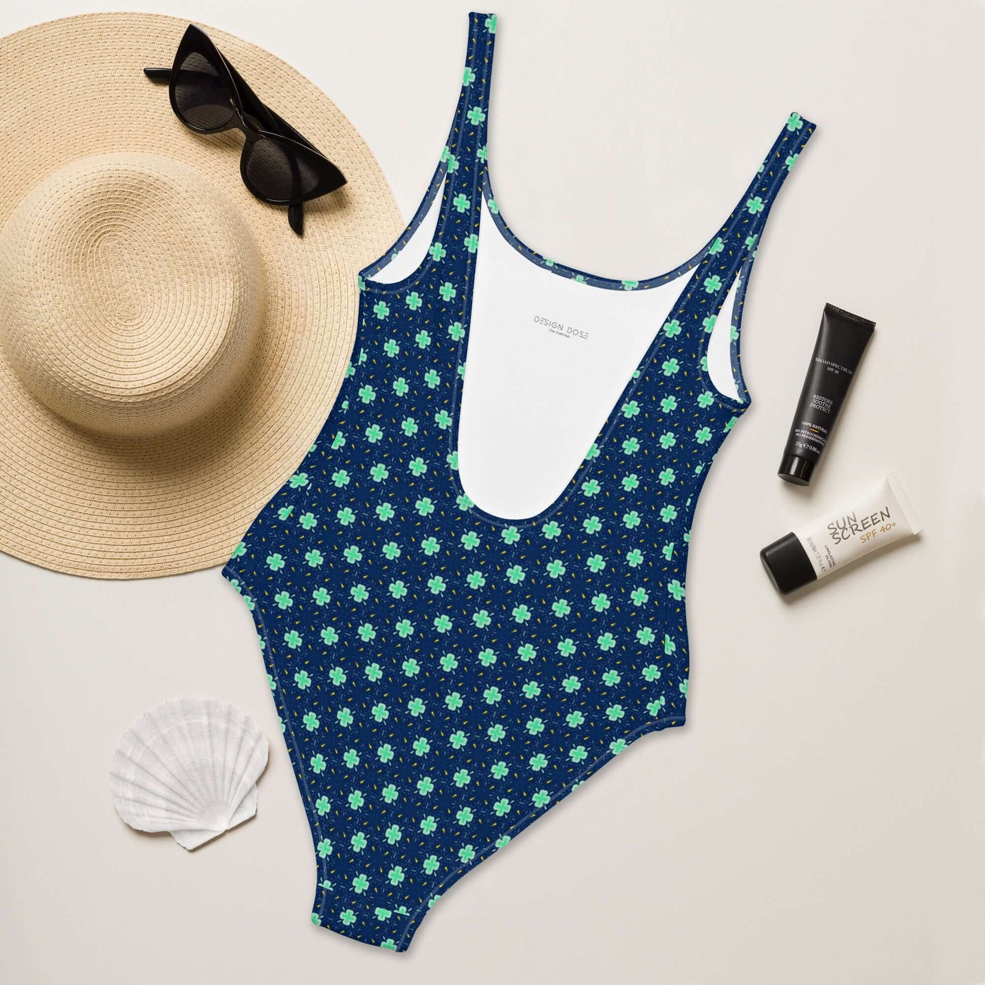 Stylish Clover Fields One-Piece Swimsuit at Design Dose