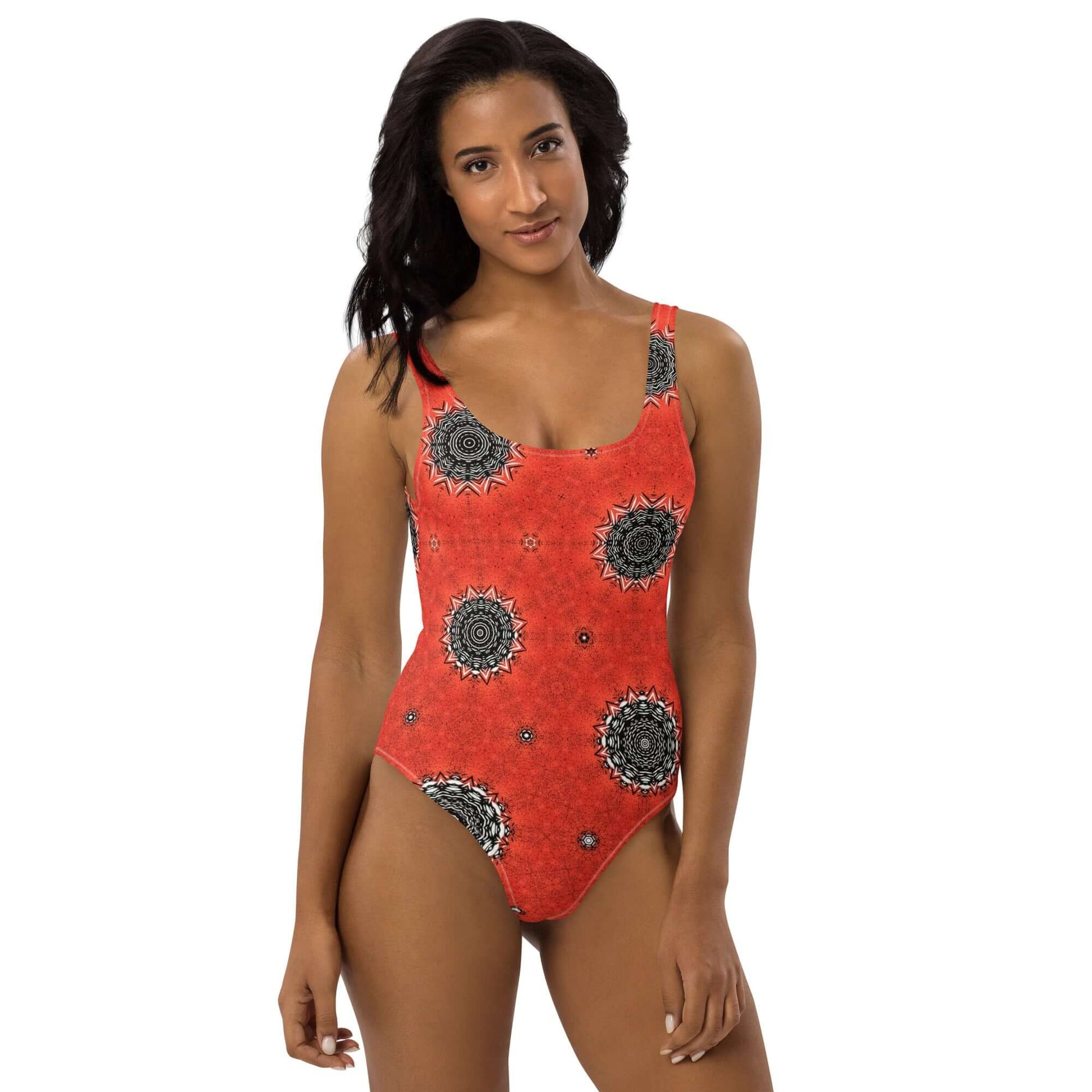 Crimson Cosmos One-Piece Swimsuit – Trendy & Comfy at Design Dose