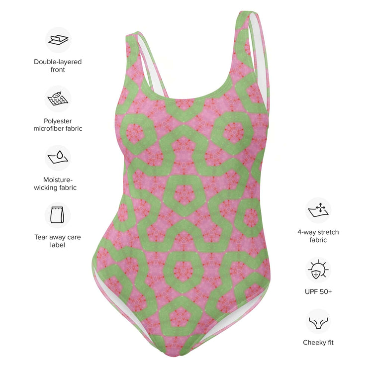 Dive into style with the Flamingo Breeze Swimsuit. Featuring trendy colors, 4-way stretch, a cheeky fit, and sizes 2XS to 6XL for all-day comfort! at Design Dose