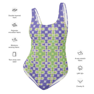 Turn heads in the stylish Lavender Haze One-Piece Swimsuit. Trendy colors, 4-way stretch, low back, cheeky fit + available in sizes 2XS-6XL. Soft and durable! at Design Dose