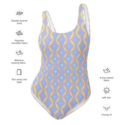 Embrace trendy colors and a cheeky fit with our Pastel Paradise One-Piece Swimsuit. Enjoy 4-way stretch and ultimate comfort from sizes 2XS to 6XL. at Design Dose