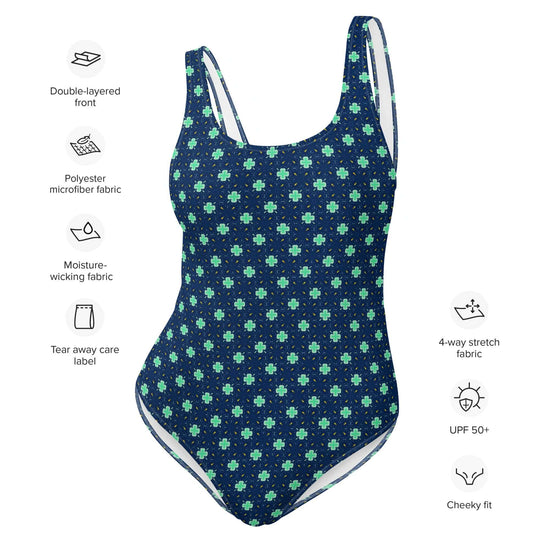 Stylish Clover Fields One-Piece Swimsuit at Design Dose