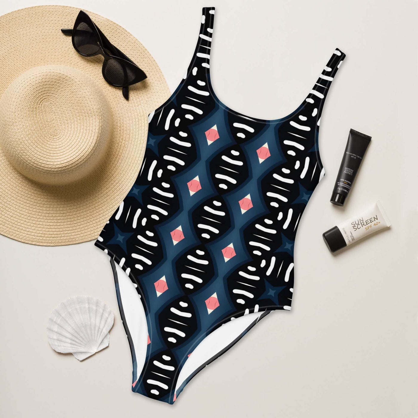 Stylish Midnight Oasis One-Piece Swimsuit at Design Dose