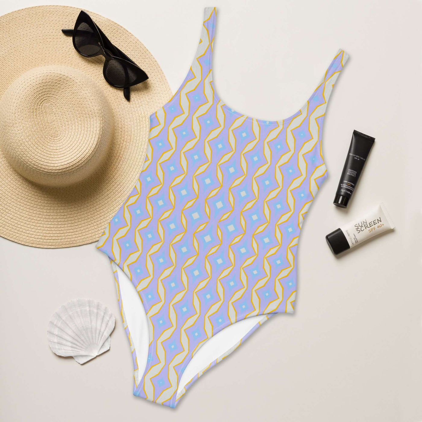 Embrace trendy colors and a cheeky fit with our Pastel Paradise One-Piece Swimsuit. Enjoy 4-way stretch and ultimate comfort from sizes 2XS to 6XL. at Design Dose