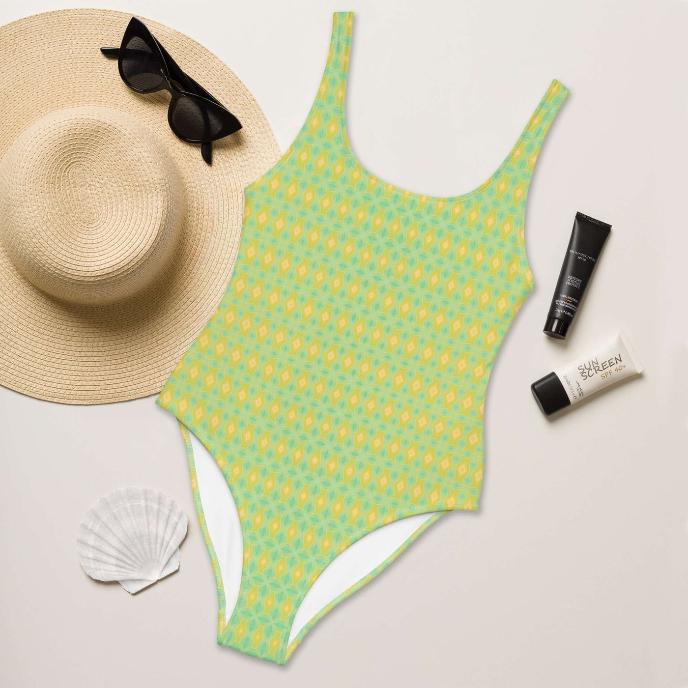 Stand out with the Lemon Fizz One-Piece Swimsuit! Stylish, trendy colors, low back, cheeky fit, and 4-way stretch for ultimate comfort and durability. at Design Dose