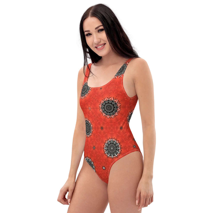 Crimson Cosmos One-Piece Swimsuit – Trendy & Comfy at Design Dose