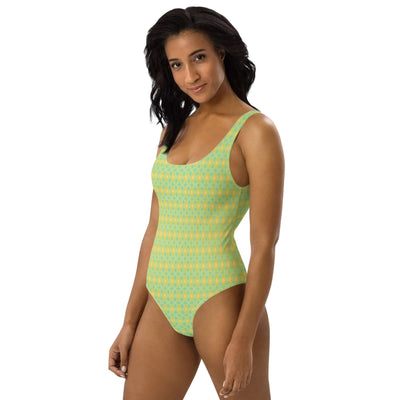 Stand out with the Lemon Fizz One-Piece Swimsuit! Stylish, trendy colors, low back, cheeky fit, and 4-way stretch for ultimate comfort and durability. at Design Dose