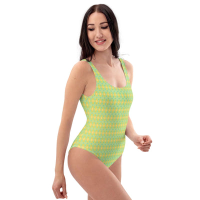 Stand out with the Lemon Fizz One-Piece Swimsuit! Stylish, trendy colors, low back, cheeky fit, and 4-way stretch for ultimate comfort and durability. at Design Dose