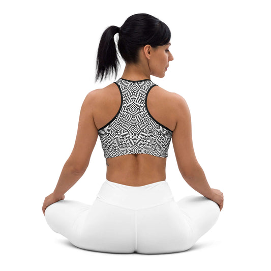 Stylish Monochrome Padded Sports Bra at Design Dose