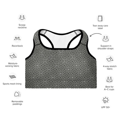 Stylish Monochrome Padded Sports Bra | Good Support at Design Dose