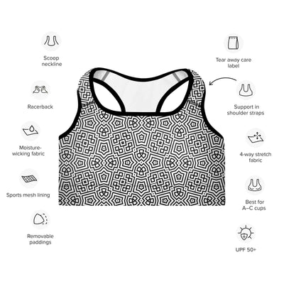 Stylish Monochrome Padded Sports Bra at Design Dose