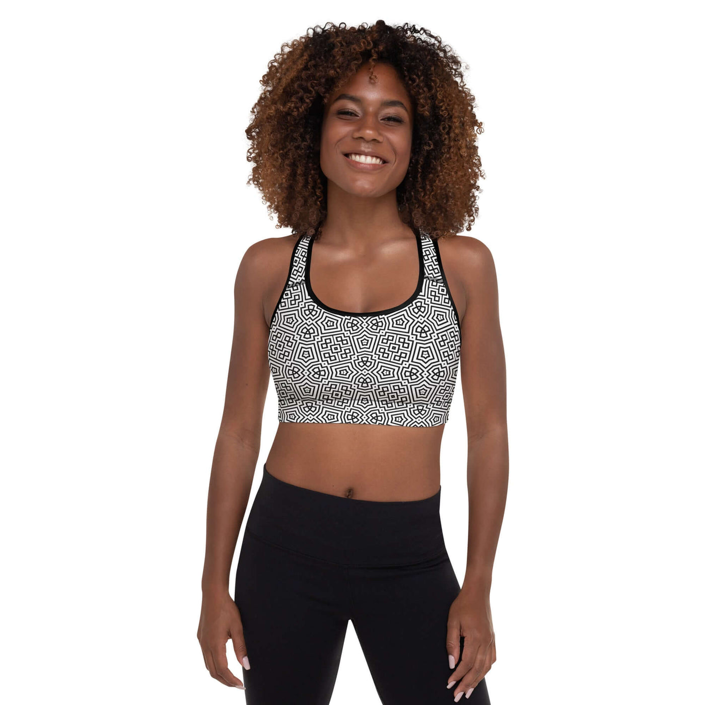 Stylish Monochrome Padded Sports Bra at Design Dose