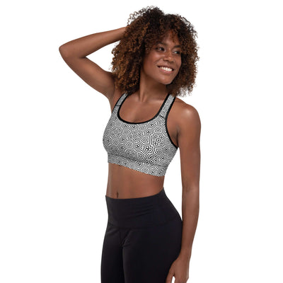 Stylish Monochrome Padded Sports Bra at Design Dose