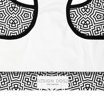 Stylish Monochrome Padded Sports Bra at Design Dose