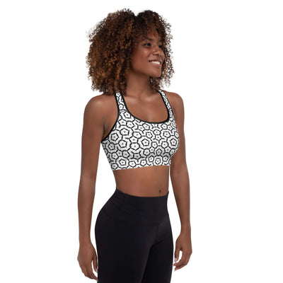 Monochrome Essence-Shards Padded Sports Bra at Design Dose