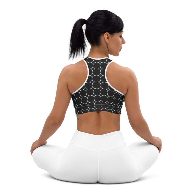 Stylish Monochrome Padded Sports Bra - Good Support at Design Dose