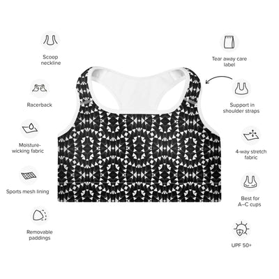 Stylish Monochrome Padded Sports Bra at Design Dose